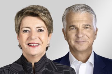 Karin Keller-Sutter, ministra das Finanças suíça e Sergio P. Ermotti, CEO do UBS | Fotos: LinkedIn/wikipedia