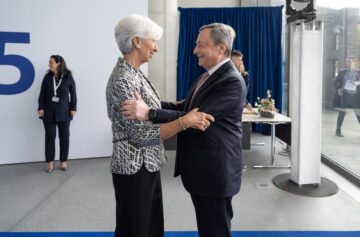 Cristhine Lagarde e Mario Draghi/foto: BCE
